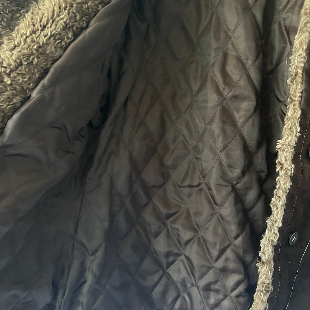 Vintage 90s Y2K Leather Jacket Brown Faux Fur Medium Dark Academia Whimsigoth - Picture 9 of 9
